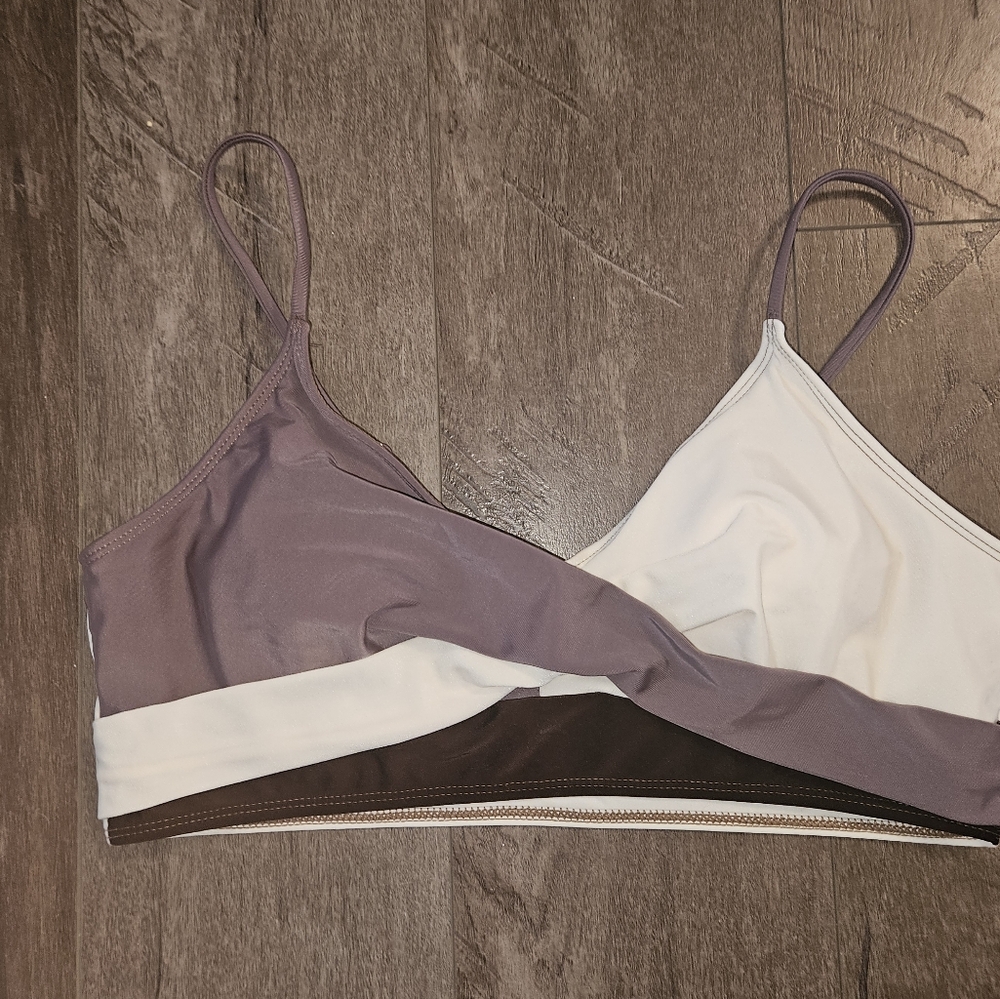 Colorblock High Waisted Cream & Purple Bikini - Size XL - NWT - Picture 4 of 12